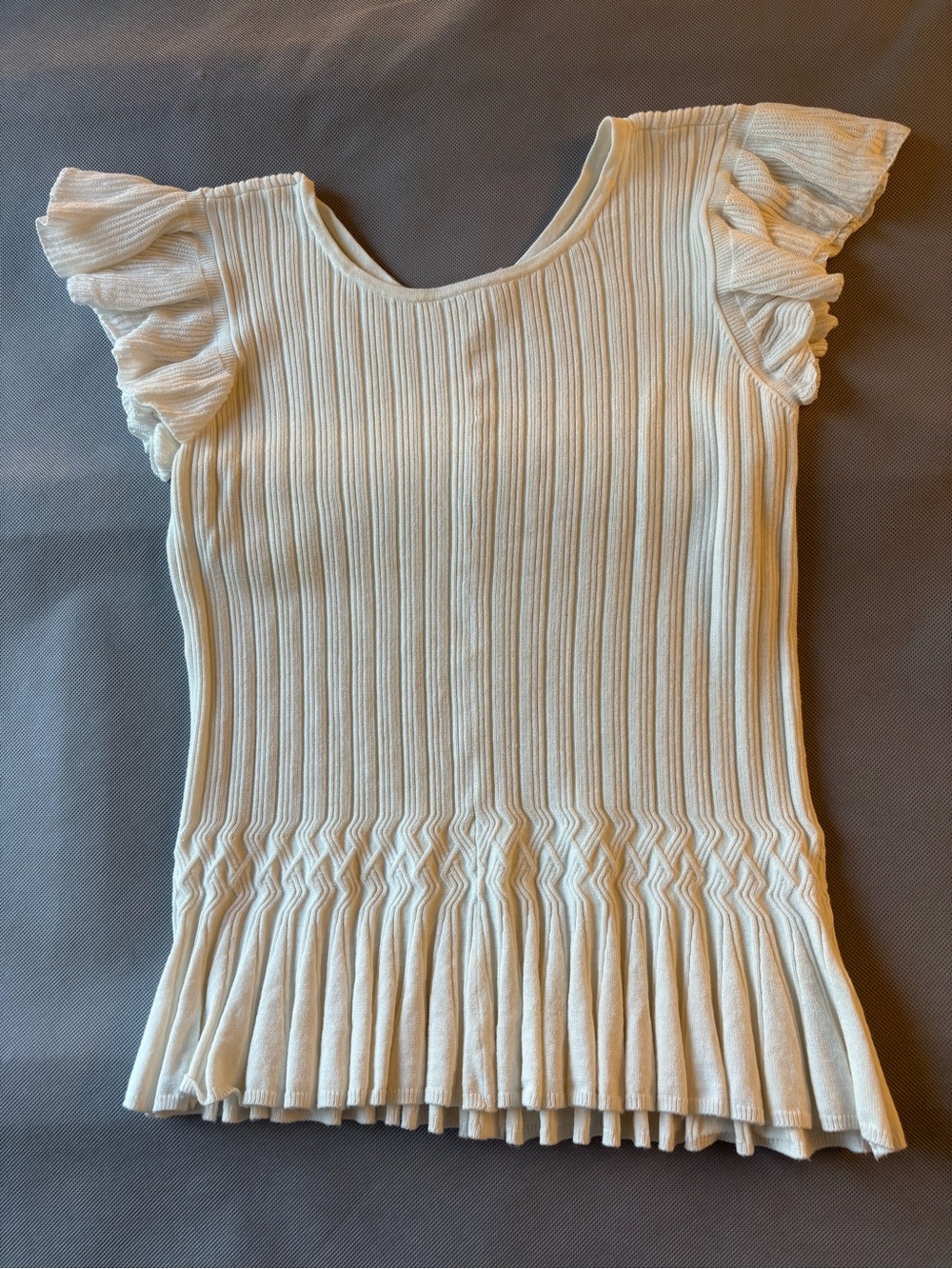 Moth Anthropologie Women’s Cream Ribbed Knit Short Sleeve Top Medium